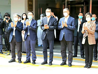 蔡威迎接美年健康援鄂医疗队凯旋